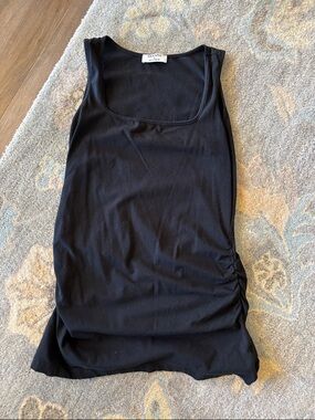 Zenana Outfitters Black Scoop Neck Tank with Side Gather